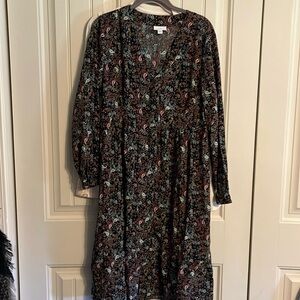 J Jill Button front dress with long sleeves and side pockets